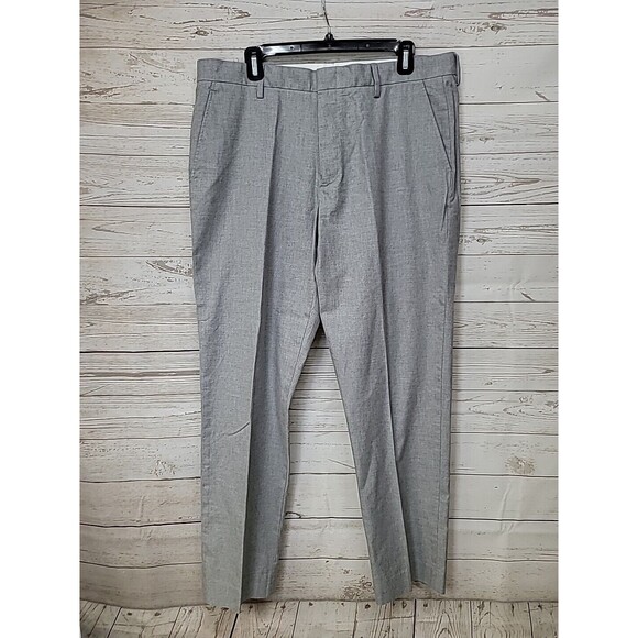 J Crew Dress Pants Men's 36x32 Bowery‎ Gray Slim Fit Preppy Flat Front Cotton - Picture 1 of 9
